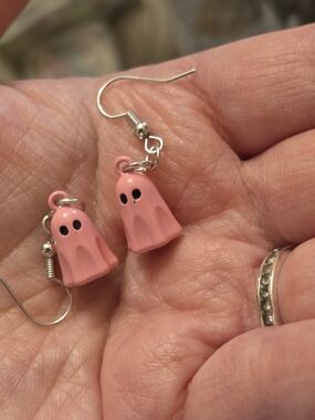 Cute Pink Ghost Dangle/Drop Earrings- Halloween